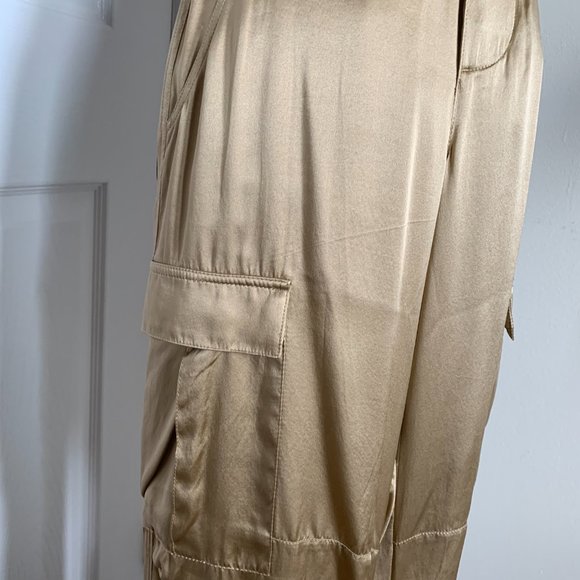 Joie Silk Gold Cargo Pants - Picture 4 of 6
